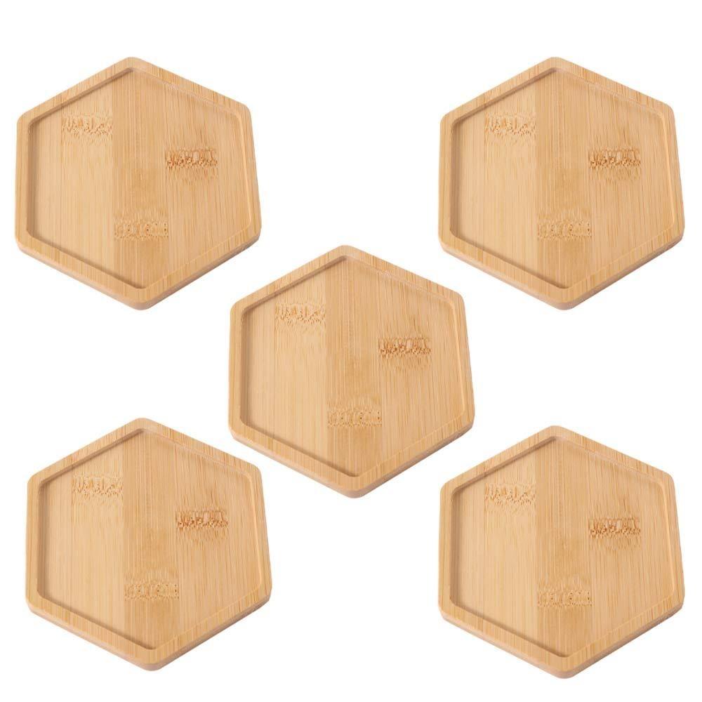 5pcs Natural Tea Cup Mats Heat-resistant Insulated Placemat Bamboo Coasters For Coffee Shop