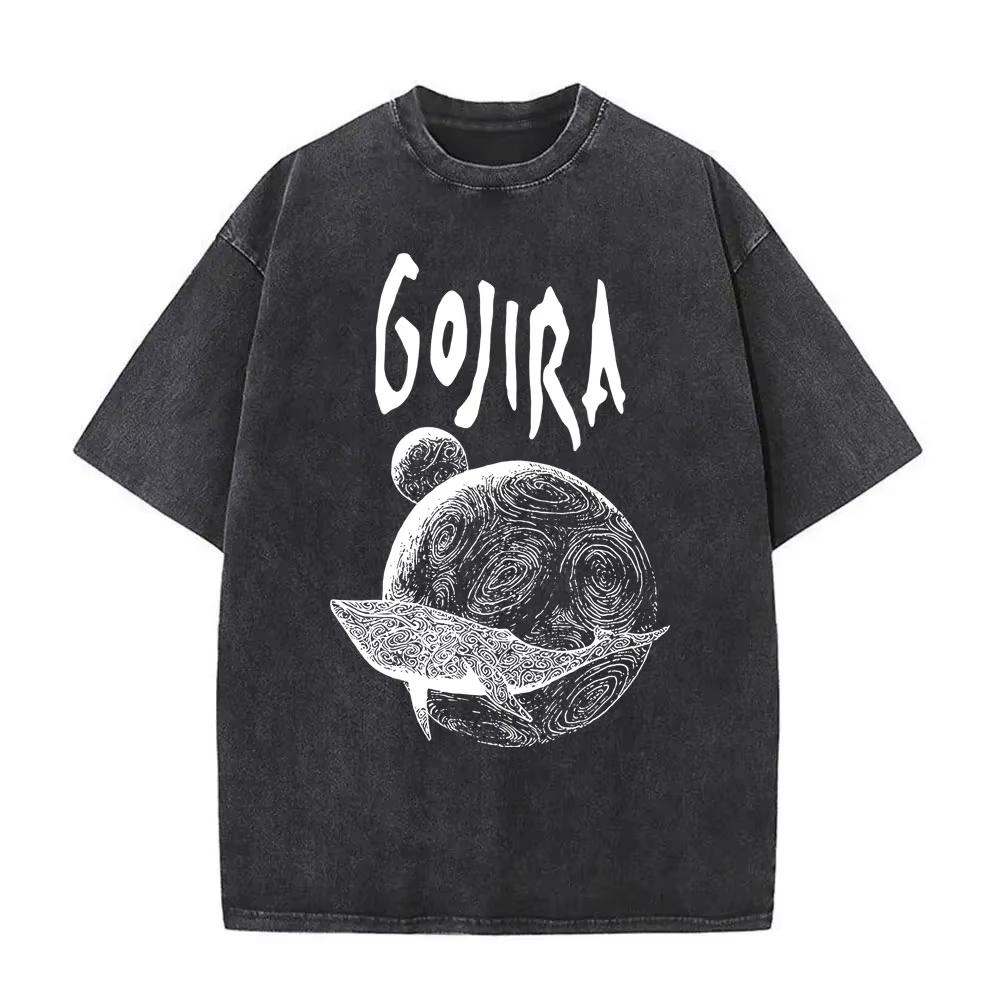 Летняя мода 2026 Модная футболка Стираная Винтажная Метал-группа Gojira Футболка От Марса до Сириуса Летающие киты Змея Графические футболки