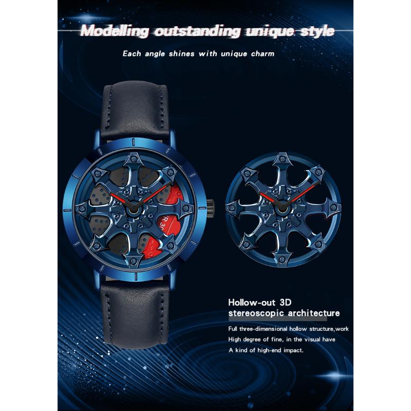 SANDA Часы со стальным ремнем, модные повседневные мужские часы с крутым циферблатом, кварцевые часы на колесе автомобиля