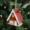 Wood Christmas Cabin with Light Elegant Christmas Village Wood Houses with Soft Lighting Indoor Decors Gift