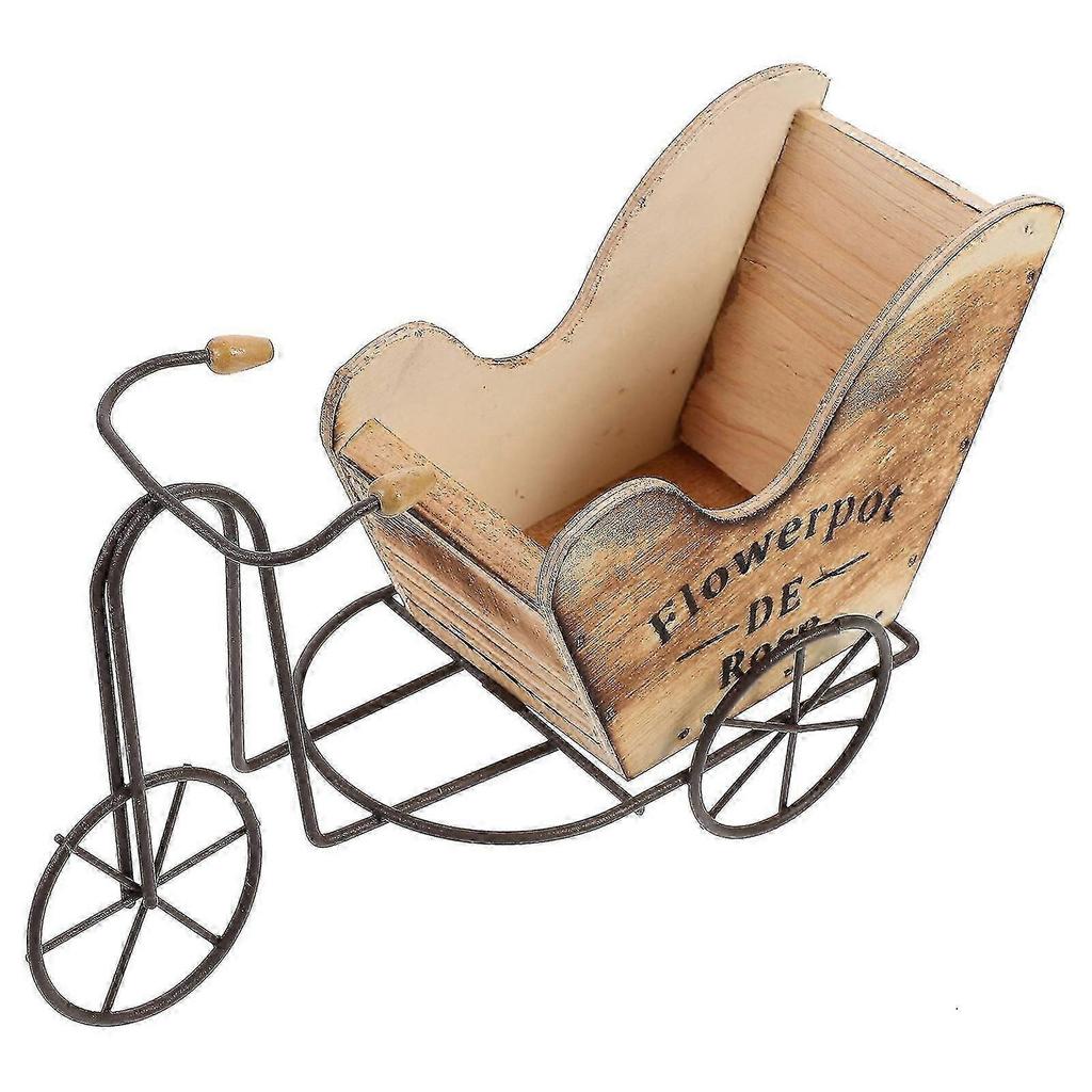Retrospec Bikes Garden Decor Wooden Flower Pot Nursery Plant Pot Tabletop Decor Bike Planter Bonsai Pot
