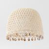 Breathable Bohemian Beanie Hat Cotton Hollow Out Knit Cap Crochet Shell Beanie Hat  Women Outfit