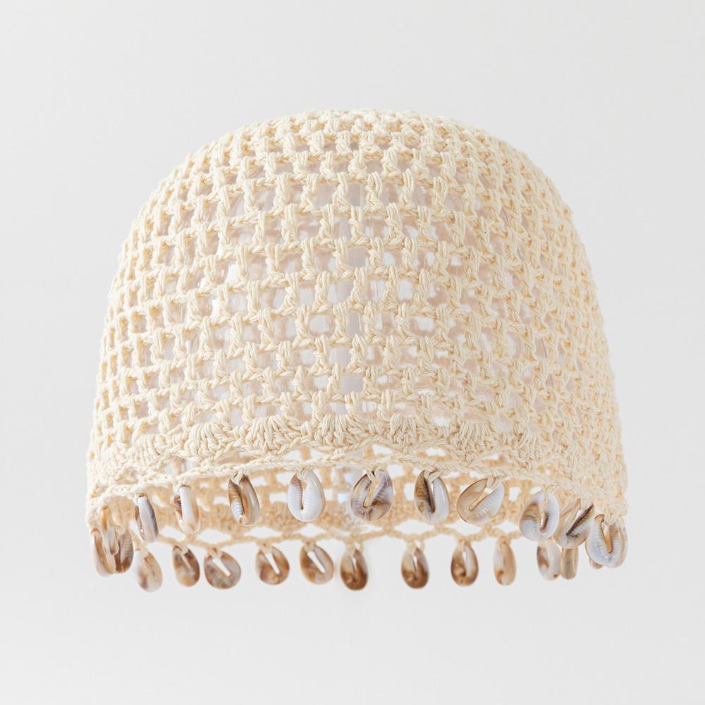 Breathable Bohemian Beanie Hat Cotton Hollow Out Knit Cap Crochet Shell Beanie Hat Women Outfit