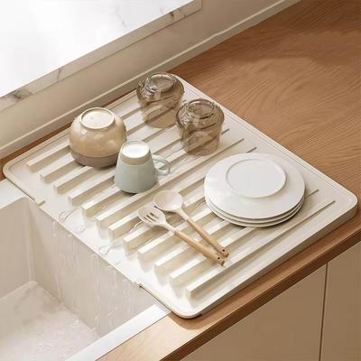 Slope Design Silicone Drain Mat Anti-hot Pan Mat Dish Drying Mat Kitchen Drain Quickly Mat