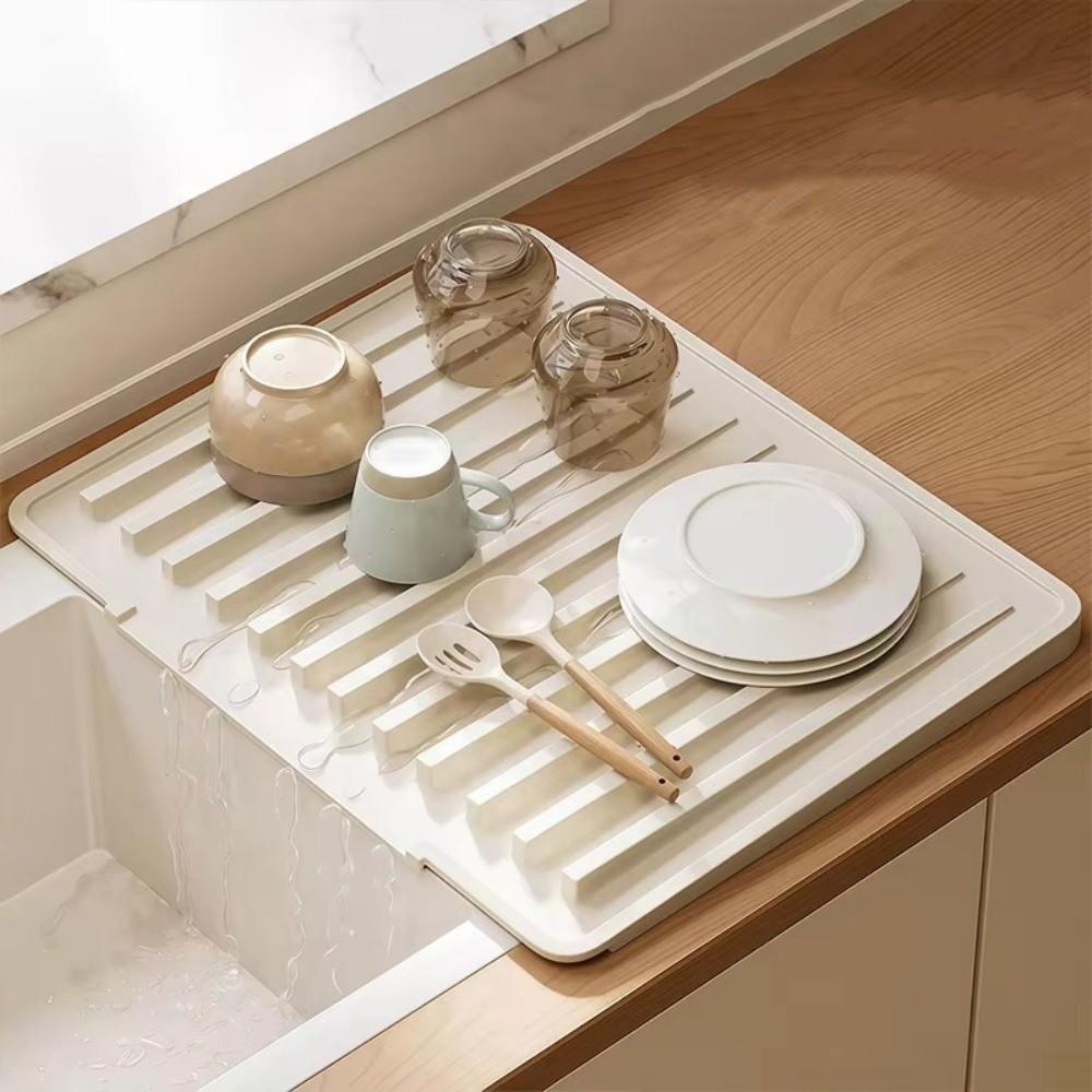 Anti-hot Pan Mat Silicone Drain Mat Slope Design Dish Drying Mat Kitchen Drain Quickly Mat