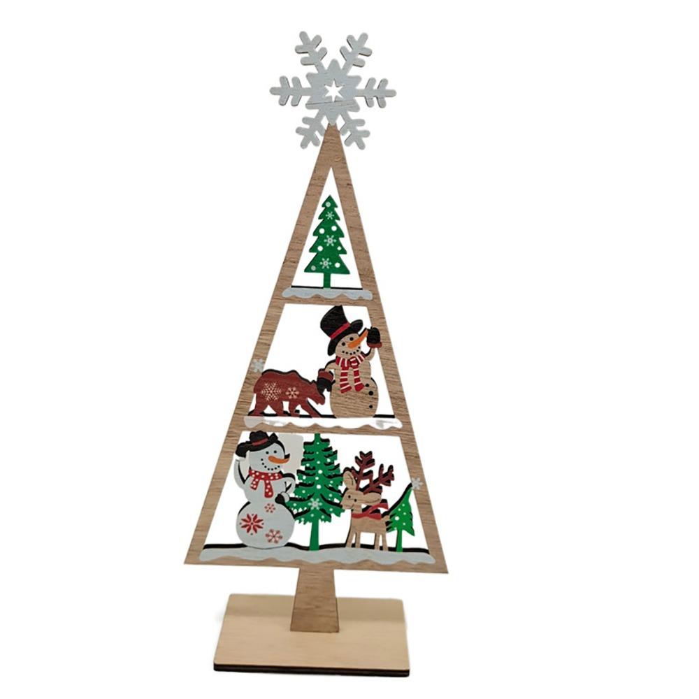 Wood Christmas Decoration Multicolor Tabletop Ornament Christmas Tree Desktop Ornament  Gift