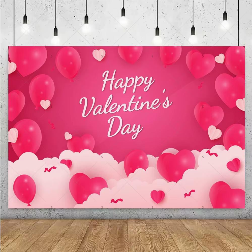 Balloon Red Love Heart Rose Background Happy Valentines Day Backdrop Supplies Valentines Day Party Decoration Photo Shoot Pro