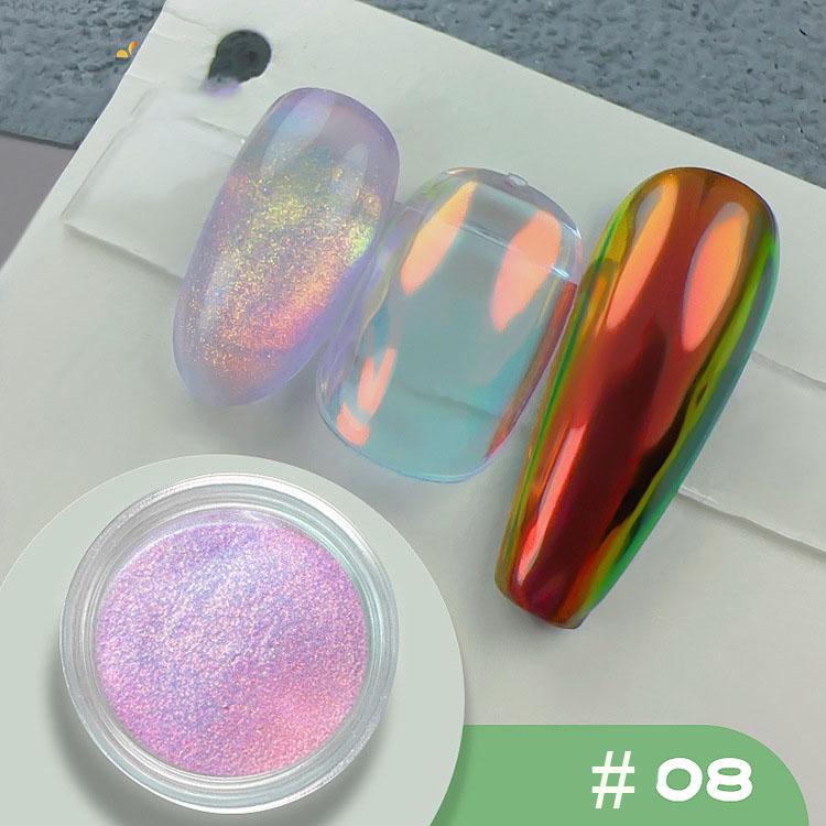 1Jar Metallic Mirror Chrome Nail Powder Holographic Laser Silvery Golden Nail Rubbing Glitter Pigment UV Gel Polish