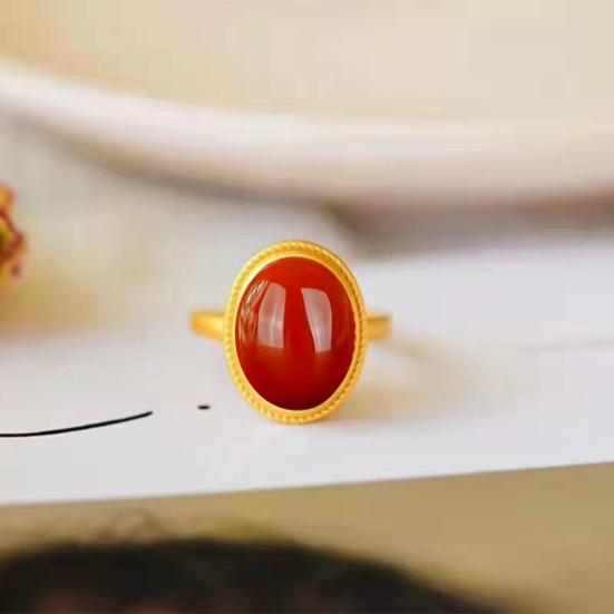 Кольцо из натурального камня в этническом стиле, регулируемые кольца для пальцев, овальные украшения из драгоценных камней для женщин, подарок на годовщину, день рождения, свадьбу