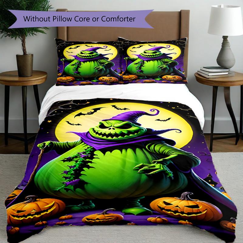 3pcs Duvet Cover Set (1*Duvet Cover + 2*Pillowcase, Without Core), The Nightmare Before Christmas Print Bedding Set, Bedroom Decor, All‑Season, Birthd