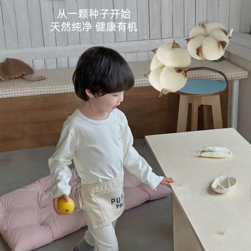 Kids Organic Cotton Pajama Set Thick Warm Long Sleeve Top Bottom Homewear 90-180cm