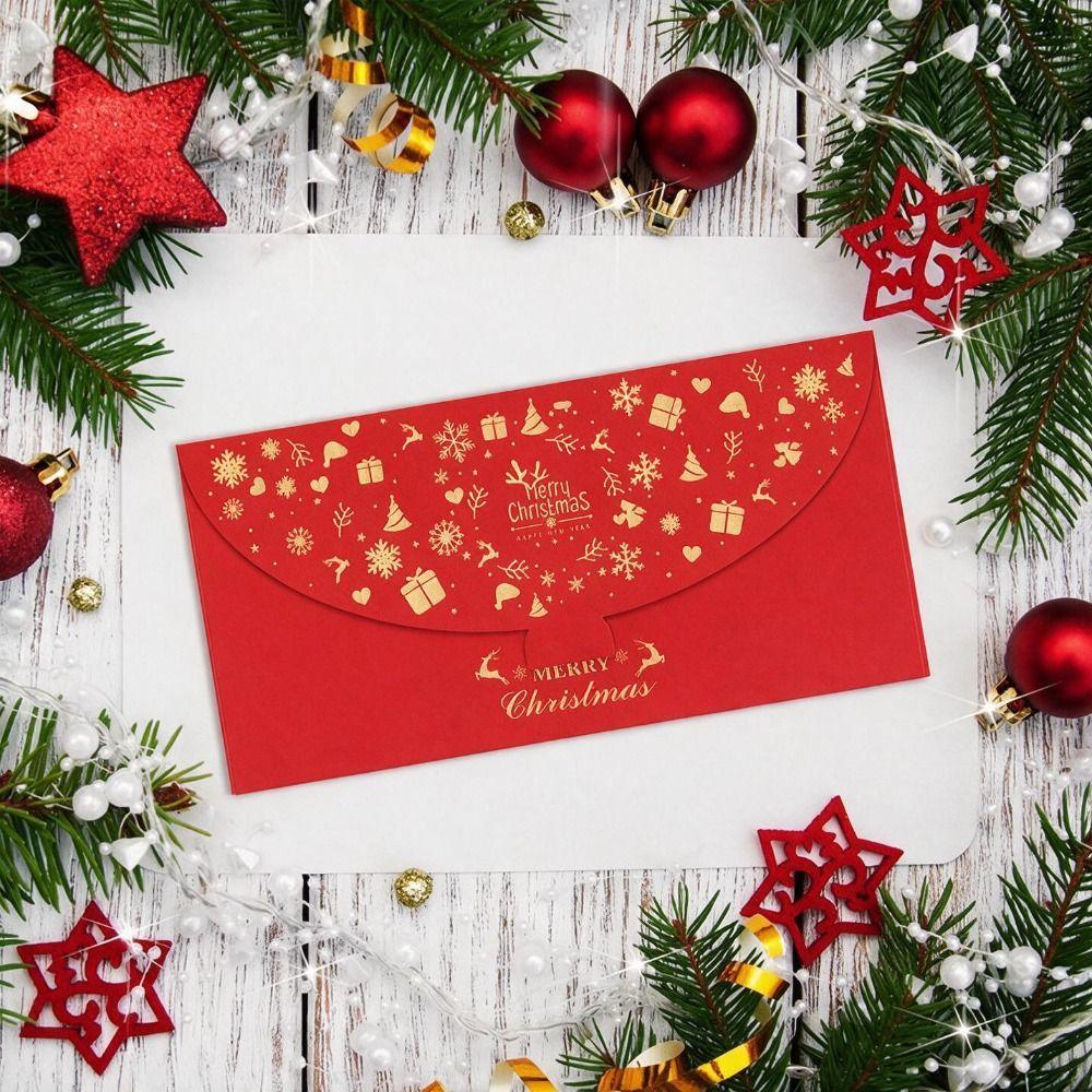 6PCS Xmas Tree Pattern Christmas Money Envelopes Hot-stamped Christmas Gift Envelope Party