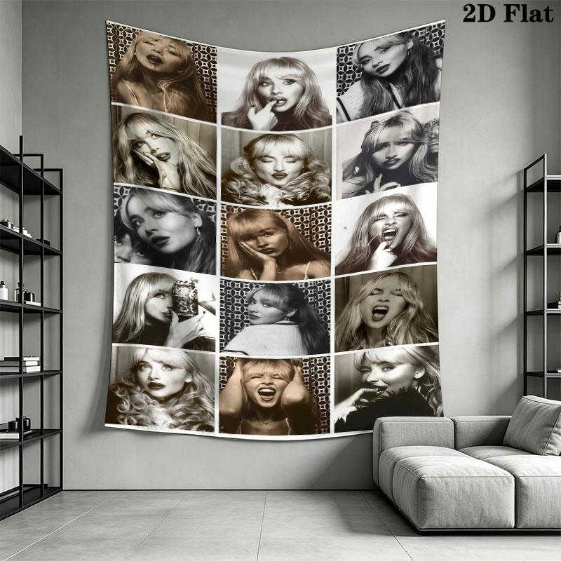 Sabrina Carpenter Wall Hanging Printed Fabric Blanket Decorative Tapestries for Bedroom Living Room Home Decor