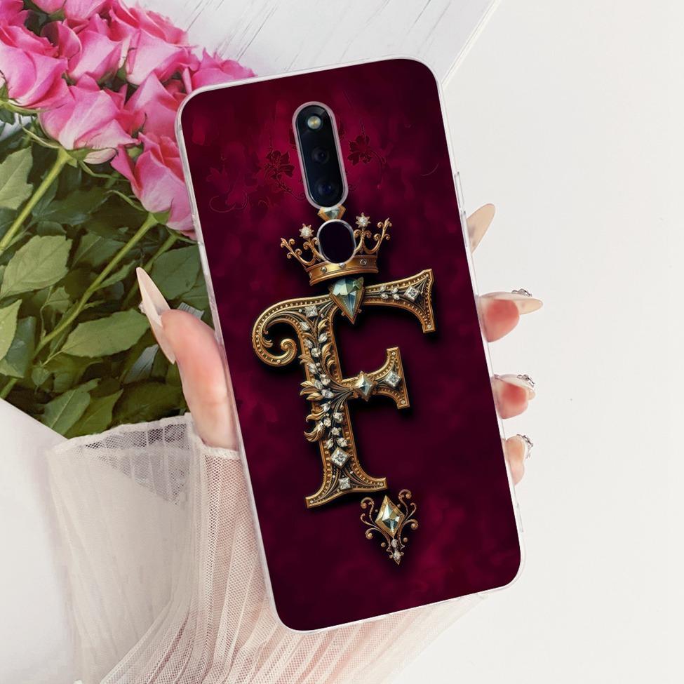 Для Oppo F11 Pro Чехол Прозрачный Роскошная Корона Буквы А-Я 2D Расписной Мягкий Корпус CPH1969 CPH2209 CPH1987