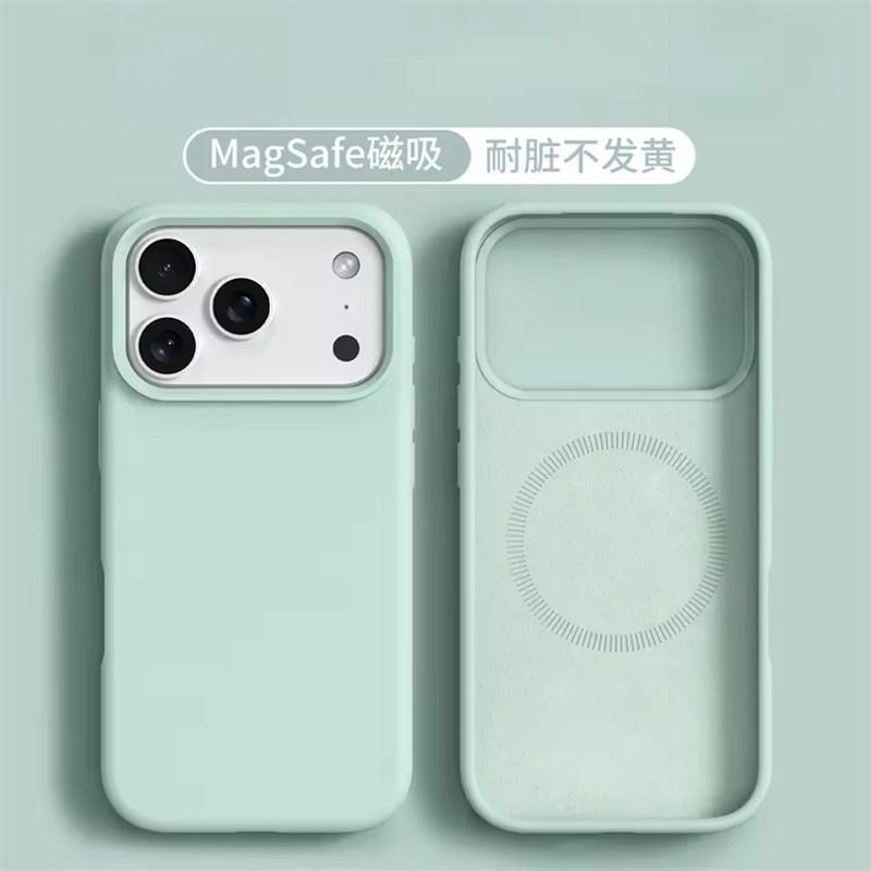 Магнитный чехол из жидкого силикона для MagSafe для IPhone 17 16 Pro Max 17 Ari 15 14 13 Однотонный Защита кожи Мягкая задняя крышка