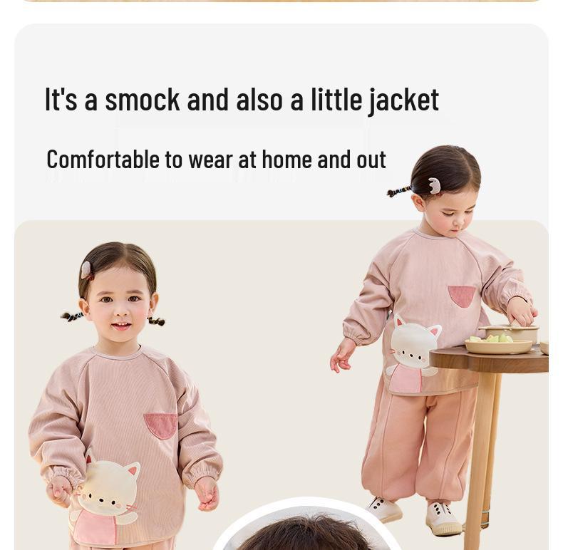 Nidoran 2025 Fleece-Lined Winter Smock for Kids - Anti-Stain and Warm Bib for Boys and Girls