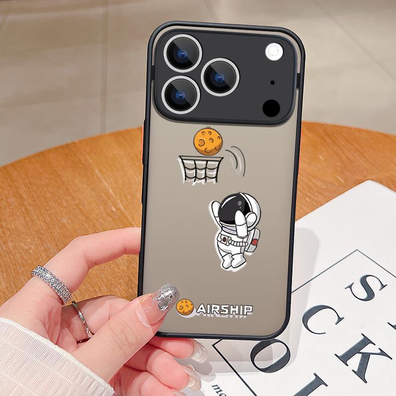Cartoon Astronaut Phone Case For iPhone 17 Air 16 15 14 Pro Max 13 12 17 Pro 16e 11 Matte Shockproof Soft Edge Hard Cover Funda