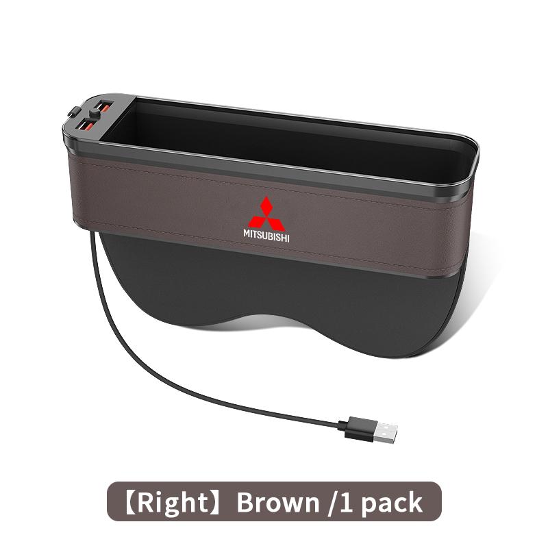 Car Seat Gap Organizer USB Charging Multifunction Storage Box For Mitsubishi Outlander Pajero Asx Lancer EX Evolution X Ralliart
