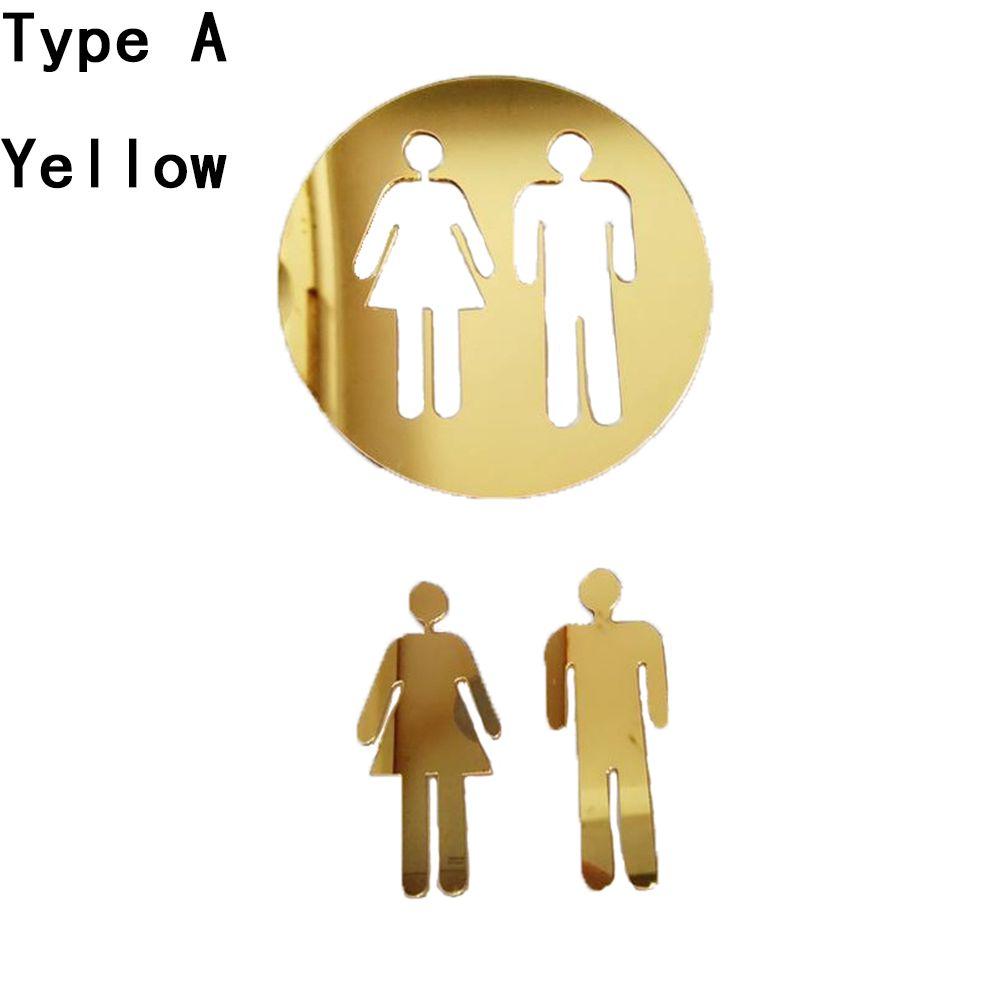 Entrance Bathroom Door Washroom Sign Poster Toilet Wall Stickers Woman & Man Mirror Surface Decal