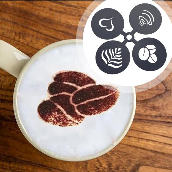 4 шт./компл. трафареты для кофе из нержавеющей стали, различные полые узоры, форма для латте, искусство капучино, шаблоны для декора торта