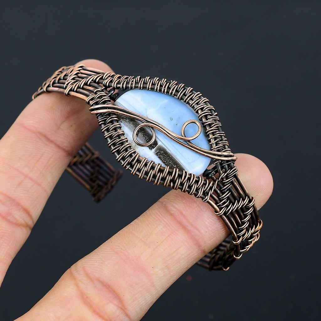 Натуральный опаловый опал Owhyee, регулируемый браслет ручной работы из медной проволоки m3Z02