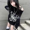 Готические свитера с черепом в стиле Харадзюку, женские пуловеры Y2k, готический панк, вязаные черные топы с длинными рукавами, осенний трикотаж, крутая девушка