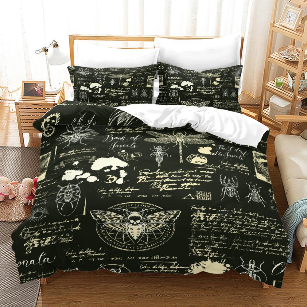 Комплект пододеяльников Death Moth King Queen Size Moon Skull Youth Gothic Insect Print Skeleton Bones Polyester Quilt Cover для детей