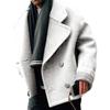Men Winter Lapel Long Sleeve Coat Double Breasted Pockets Solid Color Warm Woolen Outwear Streetwear