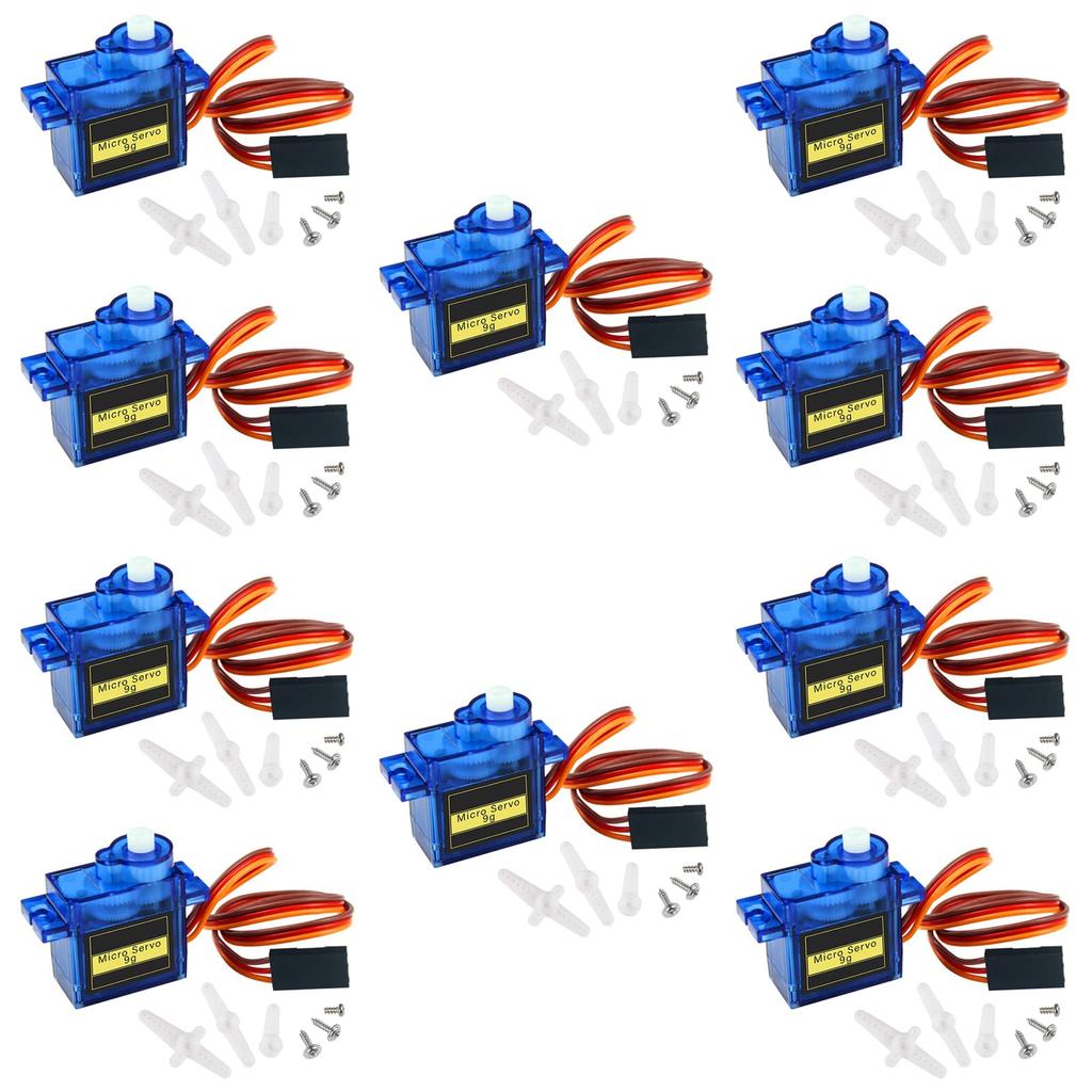 ACEIRMC SG90 Servo Motor, Micro Servo, 9G Servo Motor for RC Robot Arm, Helicopter, Airplane, Remote Control (10 Pieces)
