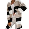 Женский осенне-зимний свободный полосатый кардиган контрастного цвета с длинными рукавами, вязаный свитер
