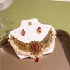 Gold Ethnic Style Necklace Pearl Retro Clavicle Chain Personalized Bohemian Earrings Suit  Jewelry