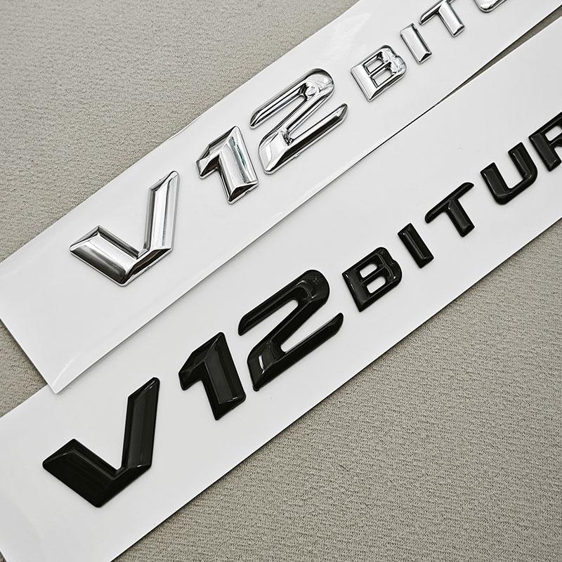 3D ABS Car Styling Logo V12 BITURBO Badge Side Fender Emblem Decal For Benz S680 GLS600 AMG S65 SL65 G63 G65 Accessory