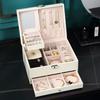 Jewelry Box Storage Box PU Quality with Mirror with Lock Household Earrings Earrings Ring Necklace Gift Box Mirror