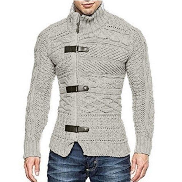 Мужской свитер с высоким воротом, свитера на пуговицах, осень-зима, длинный рукав, пуловер, топы, модные, тонкие, однотонные, уличные, толстовки