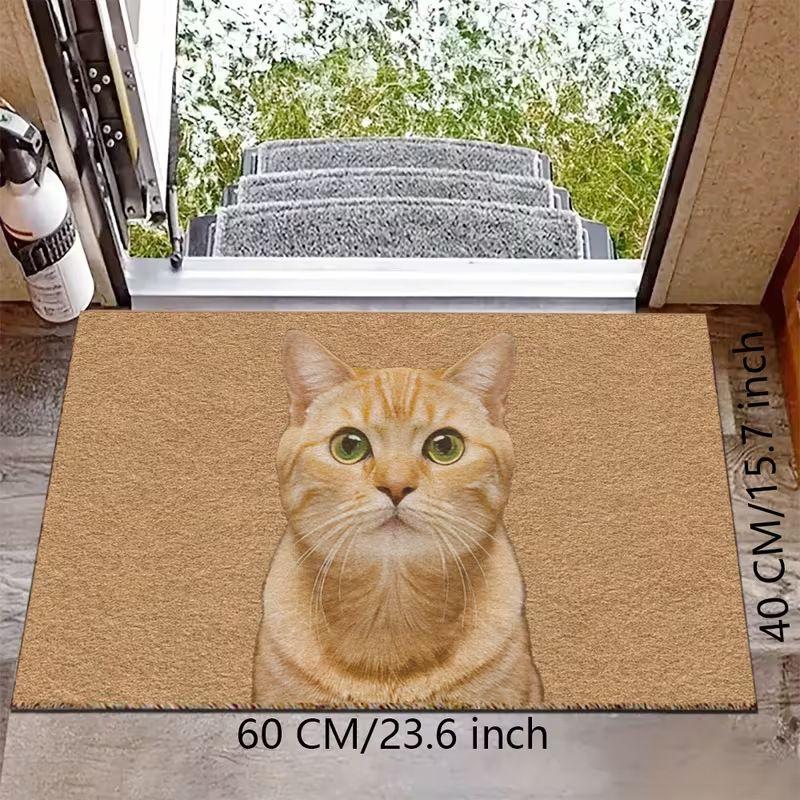 Natural Coconut Fiber Flork Meme Entry Rug Holding Bat Pattern Anti Slip Outdoor Front Door Porch Floor Mat