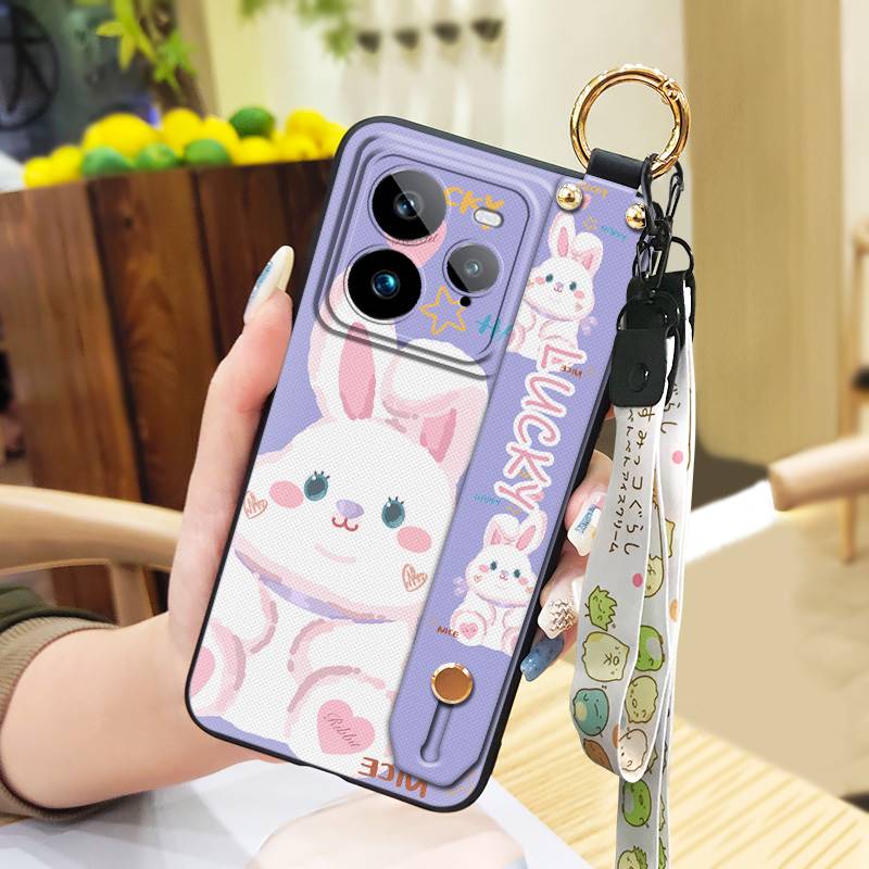 Lanyard Phone Holder Phone Case For Realme GT7 Pro Wrist Strap Cartoon Back Cover Dirt-resistant Durable Wristband Cute