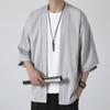 Chinese Style Hanfu Cardigan Jacket Men's Large Size Loose Taoist Robe Ancient Style Zen Clothing Summer Ice Silk Sunscreen Clothing Kimono