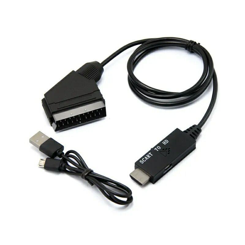 1Set -Compatible Input To Scart Output Plug And Play For VHS VCR DVD HD -Compatible To Scart Audio Video Converter Cable