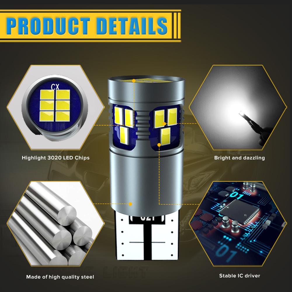 2PCS T10 W5w Led Canbus Super Bright 194 168 Боковой фонарь Парковая лампа Лампа для номерного знака 12 В Белый свет