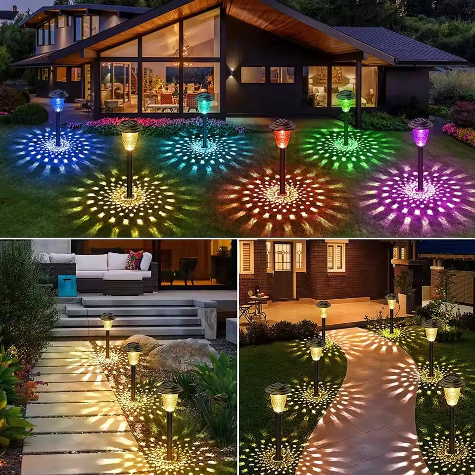 4/1pcs Outdoor Solar Yard Lamp Solar Pathway Lights RGB Color Changing/Warm White Waterproof LED Solar Lights for Garden Path