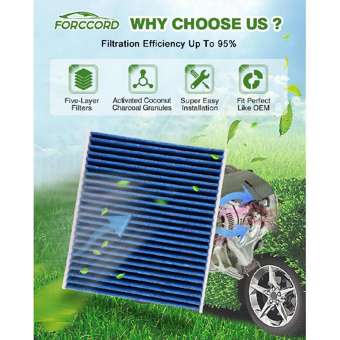 Cabin & Engine Air Filter Fit For Toyota Corolla 2009-19, Matrix 2009-14, Yaris 2007-18, Scion XD 2008-14, Vibe 2009-10 Activated Carbon Cabin Filter