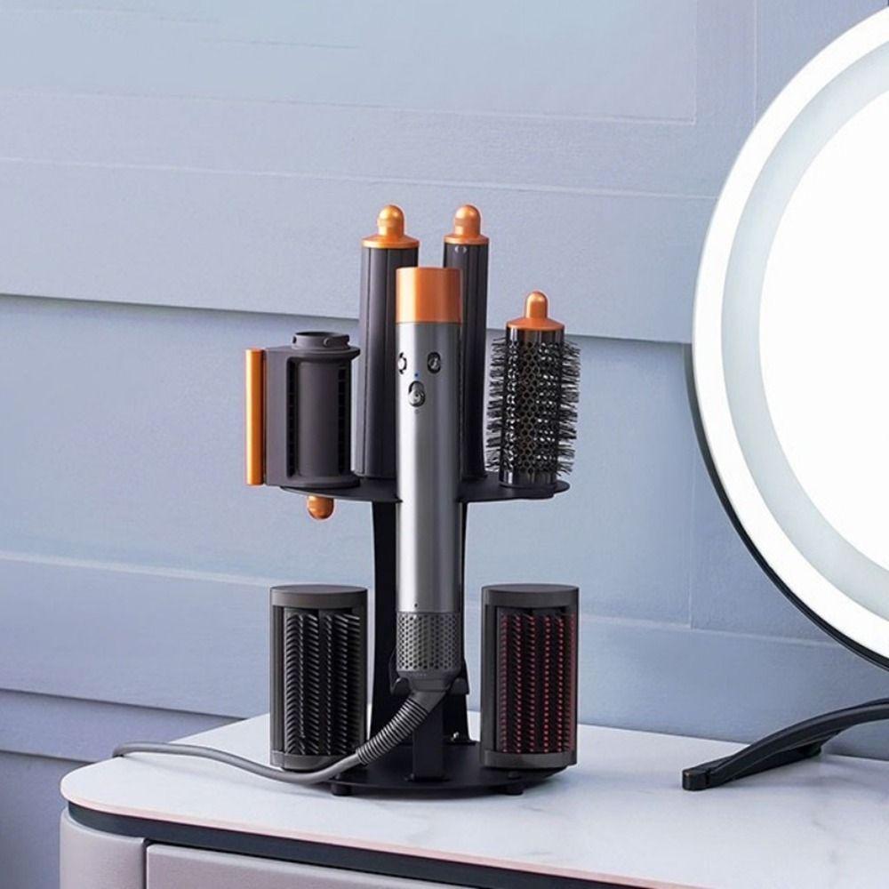 No Drill Curling Iron Storage Holder Non-slip Space Saving Hair Dryer Stand Wall Mounted/Desktop Hair Tool Organizer Bathroom