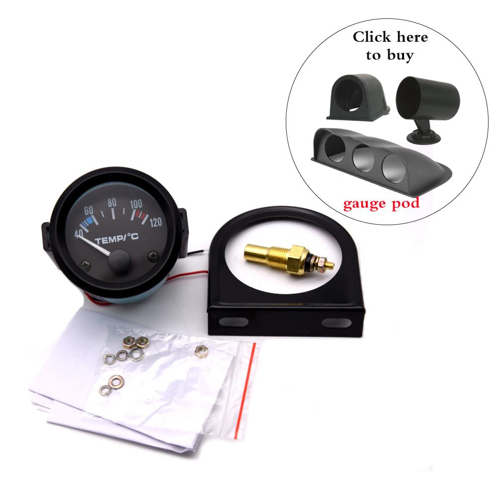 52mm Water Temperature Gauge 40~120Celsius for Car Engine Digital Thermometer Water Temp Sensor Vehicle Meter Black Shell Custom