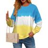 Ombre Crew Neck Sweatshirt, Casual Long Sleeve Pullover Sweatshirt For Spring & Fall, Women's Clothing