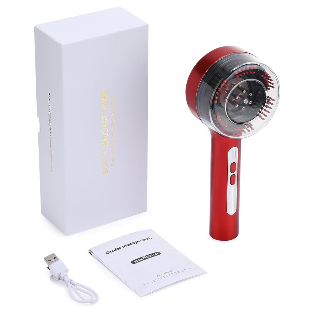 Electric Hair Regrowth Brush with Red Light Machine Acupoint Scalp Massage Anti-Hair Loss Hair Oil Applicator Combs Hairbrush