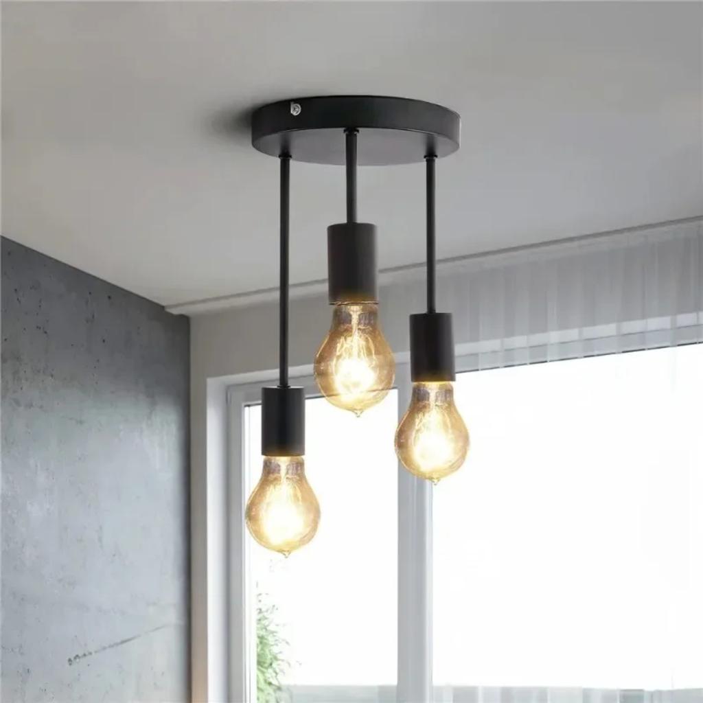 New Minimalist 3-Light Iron Industrial Chandelier for Bedroom Kitchen Living Dining Room