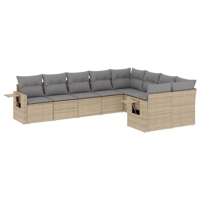 VidaXL Salon de Jardin avec Coussins 9 pcs, Canapés de Terrasse, Ensemble de Meubles de Patio, Mobilier d'Extérieur, Beige 3220638