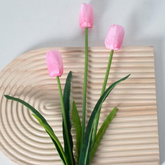 Искусственные Цветы 3-главный Шелковый Букет Тюльпанов с Гибким Железным Стеблем Искусственная Цветочная Композиция Свадебные Украшения Реквизит для Фотосъемки