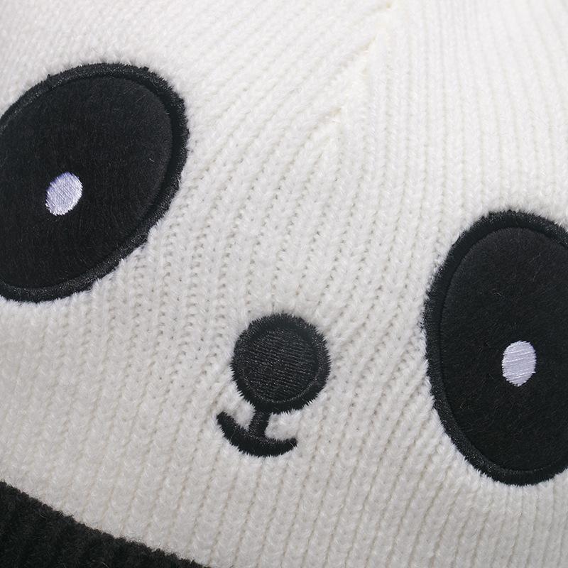 Autumn and Winter Cute Panda Head Wool Hat Flanged Trendy Versatile Travel Warm and Cold-proof Pullover Hat Cartoon Knitted Hat