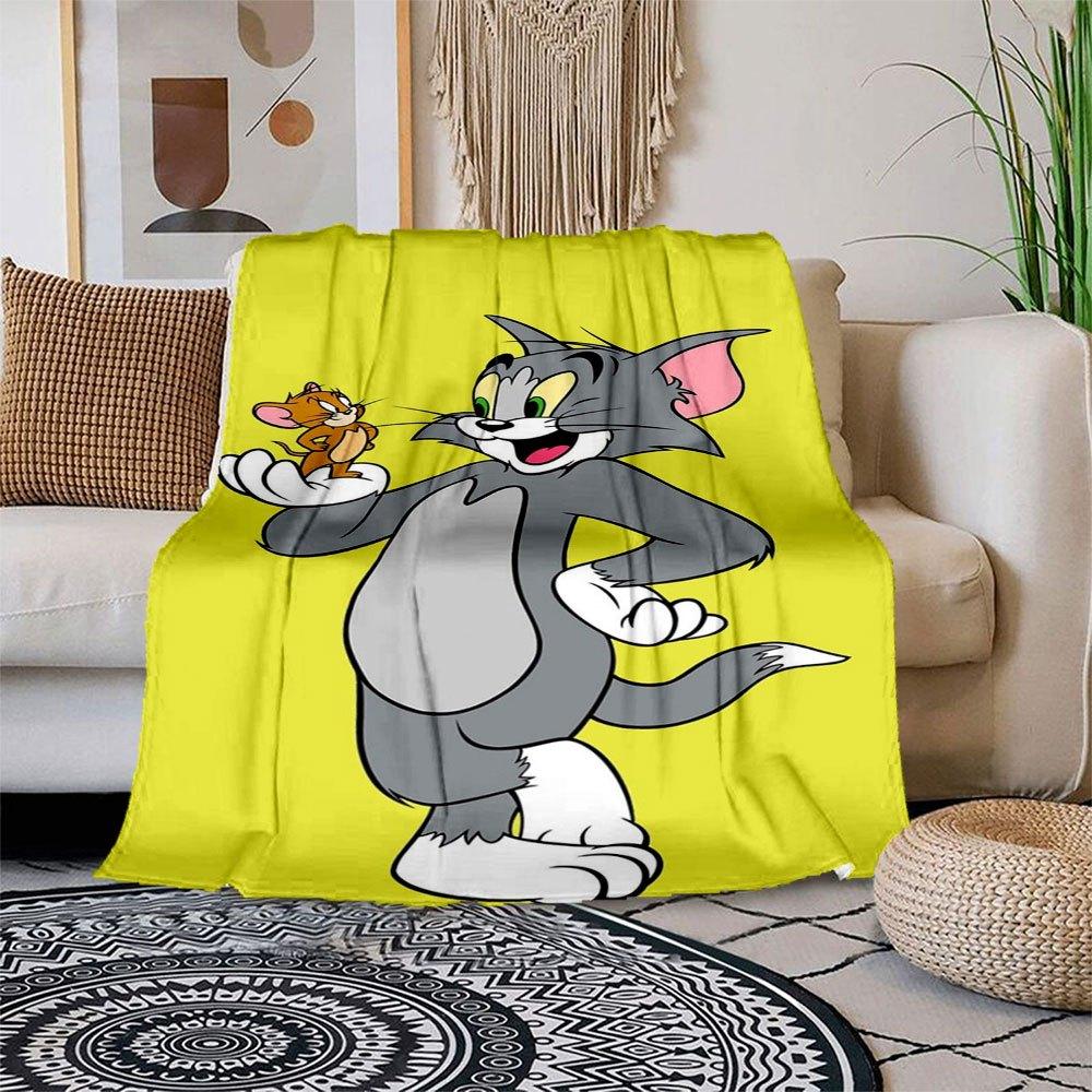 Tom and Jerry Cartoon Poster PrintBlanket Flannel Throw Blanket for Sofa, Bed, Travel, Camping, Office